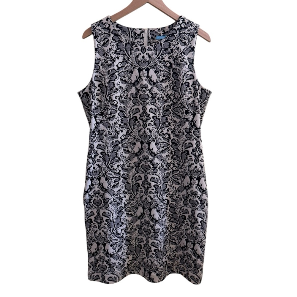 J Mclaughlin Darcy Jacquard Paisley Shift Dress Sleeveless Classic Career Large